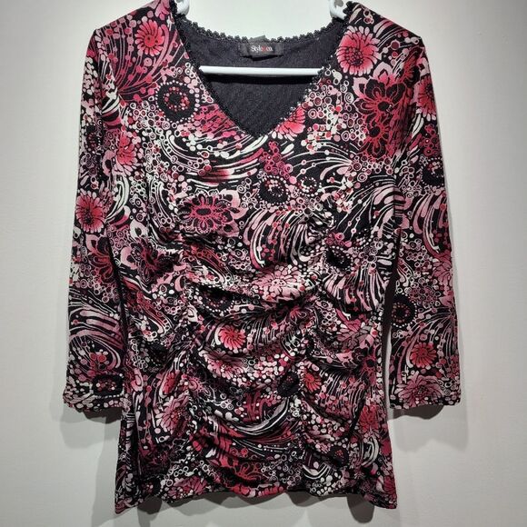 Style & Co woman's pink floral designs top - Picture 1 of 6